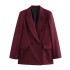 AliExpress Foreign Trade Wholesale 2024 Autumn/Winter Women's Fashion Temperament Wine Red Suit Coat Double breasted Coat for Women