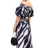 Spot European and American women's spring and summer new cross-border women's fashionable temperament printed one shoulder mid length dress