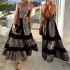 FD396 European and American Women's 2022 Summer New Printed Bohemian Fashion Loose Off Shoulder Dress