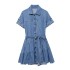 Foreign trade 2024 summer new women's clothing European and American style spliced short sleeved denim short dress 2553046