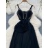 Evening Dress Women's New High end Elegant Dress Female Sexy Lace V-neck Waist Strap Mesh Long Dress