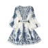 FD1294 in stock 2023 spring new cross-border women's fashionable V-neck long sleeved Bohemian printed dress