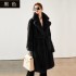 2023 new season new warm suit big lapel waist collection fur women's long coat plush European and American coat women's clothing