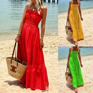 FD1305 in stock 2024 spring new cross-border women's fashionable strapless Bohemian vacation dress