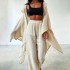 FD1051 spot cross-border 2024 autumn new women's long sleeved irregular cotton and linen home clothes two-piece set