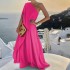 FD960 in stock 2024 summer new cross-border women's clothing temperament fashionable solid color loose shoulder long dress