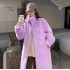 2024 new winter Korean version environmentally friendly fur coat for women, medium to long, fashionable plus size stand up collar plush temperament coat