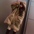 Casual loose hooded faux fur jacket, women's mid to long hoodie, autumn and winter Korean version, plush baseball jacket, leopard print