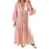 FD1315 in stock 2024 autumn new cross-border women's fashion V-neck bubble sleeve bohemian cotton and linen dress