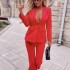 FD600 in stock 2022 autumn and winter European and American fashion suit women's professional suit jacket solid color casual pants two-piece set