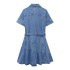 Foreign trade 2024 summer new women's clothing European and American style spliced short sleeved denim short dress 2553046