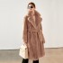 2023 new season new warm suit big lapel waist collection fur women's long coat plush European and American coat women's clothing