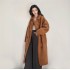 2024 new autumn and winter European and American granular velvet coat with feminine temperament, featuring a lapel and knee length eco-friendly fur coat for women