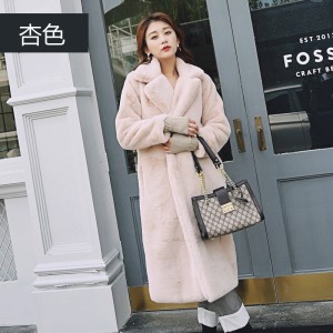 2019 New Suit Collar Imitation Fur Coat for Women, Medium and Long, Casual Korean Style, Wholesale Trend in Foreign Trade