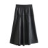 Foreign Trade 2024 Spring New Women's Clothing Imitation Leather PU High Waist slimming asymmetrical long skirt for women