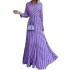 FD1075 in stock 2024 autumn cross-border new women's fashion long sleeved temperament mid long striped dress