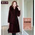 New autumn and winter coat, fur coat, women's mid to long style, slimming effect, foreign trade Korean version, trendy imitation fox fur collar, plus size set