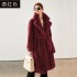 2023 new season new warm suit big lapel waist collection fur women's long coat plush European and American coat women's clothing