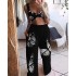 FD191 spot 2024 summer cross-border women's printed strapless top, loose wide leg pants two-piece set