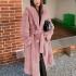 2022 new fashionable autumn and winter fur coat women's hooded casual European and American coat with waist cinching temperament to cover the stomach