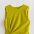 Foreign trade 2024 summer new women's solid color pullover round neck sleeveless side pleated decorative MIDI dress