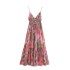 Foreign Trade 2024 European and American Spring and Summer New Fashion Style Printed Backless Strap Strap Dress for Women