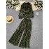 Light mature style, high-end feeling, tied waist, soft and sticky velvet long sleeved shirt, two-piece set, women's autumn high waist wide leg pants