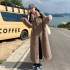 2024 new European and American station temperament casual winter environmentally friendly fur coat women's knee high mid length thick coat trend