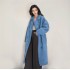 2024 new autumn and winter European and American granular velvet coat with feminine temperament, featuring a lapel and knee length eco-friendly fur coat for women