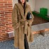 2022 new fashionable autumn and winter fur coat women's hooded casual European and American coat with waist cinching temperament to cover the stomach