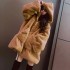 Casual loose hooded faux fur jacket, women's mid to long hoodie, autumn and winter Korean version, plush baseball jacket, leopard print