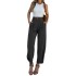 FD1541 spot European and American women's cross-border foreign trade factory fashionable solid color loose high waisted ankle tied suit pants