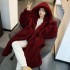 Loose and casual winter hoodie, faux fur jacket, women's mid to long length hooded Korean version, plush and fashionable, covering the belly