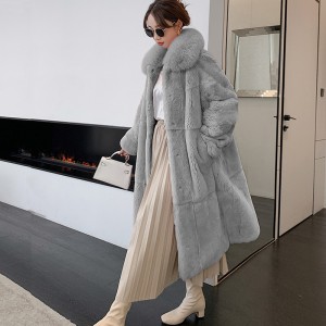 2023 autumn and winter European and American fur collar fur coat women's long style fashionable thick imitation otter rabbit plush fashionable coat