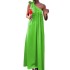 FD1490 in stock 2024 European and American cross-border women's fashion satin sleeveless sloping collar mid length fake dress