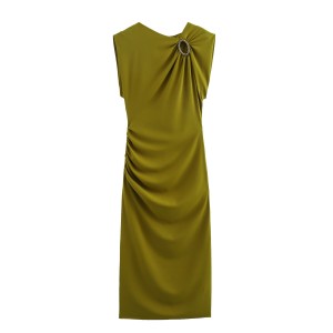 Foreign trade 2024 summer new women's clothing gold inlaid MIDI sleeveless slimming temperament dress 9878079