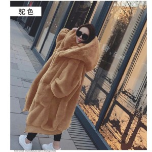 2021 autumn and winter European and American station imitation otter rabbit fur thick medium long hooded fur coat fur coat women's fashion trend