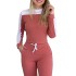 2023 European and American Spring Cross border New Outdoor Sports Color blocked Long sleeved Pants Comfortable Casual Set for Women