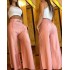 2024 Amazon Solid Color Wide Leg High Waist Pants for European and American Foreign Trade, Loose and Slimming Metal Bellbottom Pants Available in Color