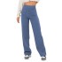 2024 Amazon European and American Fashion New Women's Casual Straight Pants High Waist Button Elastic Band Multiple Pockets