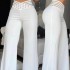 2023 Summer European and American Foreign Trade Women's Clothing Hollow Belt High Waist Casual Straight Tube Loose Pants Wide Legs Pants