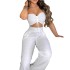 2024 Amazon Autumn New Women's Fashion Solid Color Sexy strapless Two Piece Pants Set