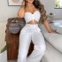 2024 Amazon Autumn New Women's Fashion Solid Color Sexy strapless Two Piece Pants Set