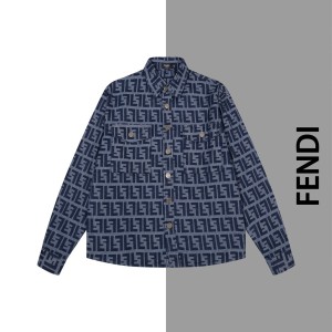 European station autumn and winter light luxury new cross-border exclusive F letter full printed jacquard lapel denim jacket for both men and women