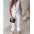 2024 new Amazon AliExpress hot selling white striped sleeveless vest set casual commuting cropped pants