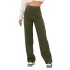 2024 Amazon European and American Fashion New Women's Casual Straight Pants High Waist Button Elastic Band Multiple Pockets