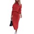 2024 Amazon temperament solid color casual high neck sweatshirt half skirt set in stock