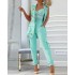 2023 European and American foreign trade women's clothing elegant floral sleeveless suit jacket+lace up casual pants set