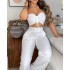 2024 Amazon Autumn New Women's Fashion Solid Color Sexy strapless Two Piece Pants Set