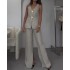 2024 Spring and Summer New Amazon Cross border Solid Color V-neck Sleeveless Vest Wide Leg Pants Casual Two Piece Set for Europe and America